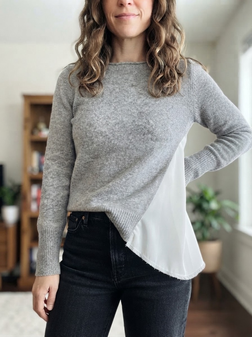 BROCHU WALKER Eton Cashmere Wool Layered Crew Looker Sweater